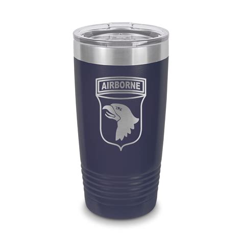 101st Airborne Division Tumbler 20 Oz Laser Engraved W Clear Lid