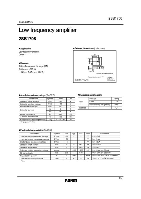 2sb1708 Transistors Datasheet Distributor Stock And Price