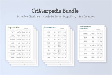 Minimalist Acnh Critterpedia Checklist Catch Guide Download Now Etsy