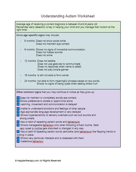 Understanding Autism Worksheet HappierTHERAPY