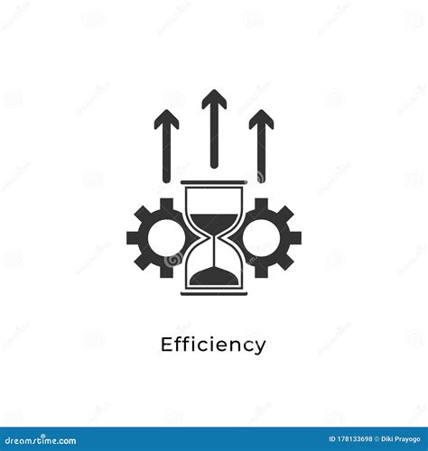 Efficiency Icon Concept Hourglass Gear And Rise Arrow Symbol Isolated