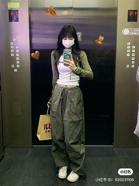 Cybercore Clothes Khaki Cargo Pants Outfit Streetstyle Trendy Korean