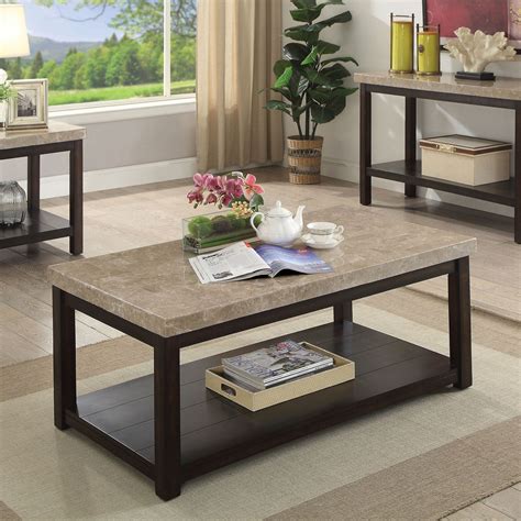 Calgary Transitional Dark Walnut/Ivory Coffee Table - Care Free Home