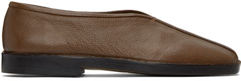 LEMAIRE Brown Flat Piped Slippers Lemaire
