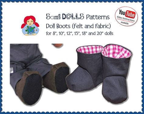 Doll Boots • Felt And Fabric In 6 Doll Sizes