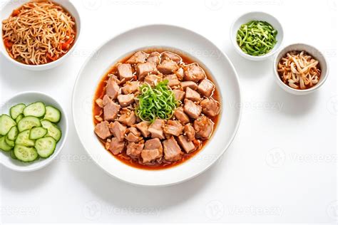 Delicious Asian Pork Dish with Side Dishes 48160216 Stock Photo at Vecteezy
