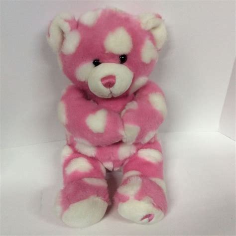 Build A Bear Pink Bear With White Hearts