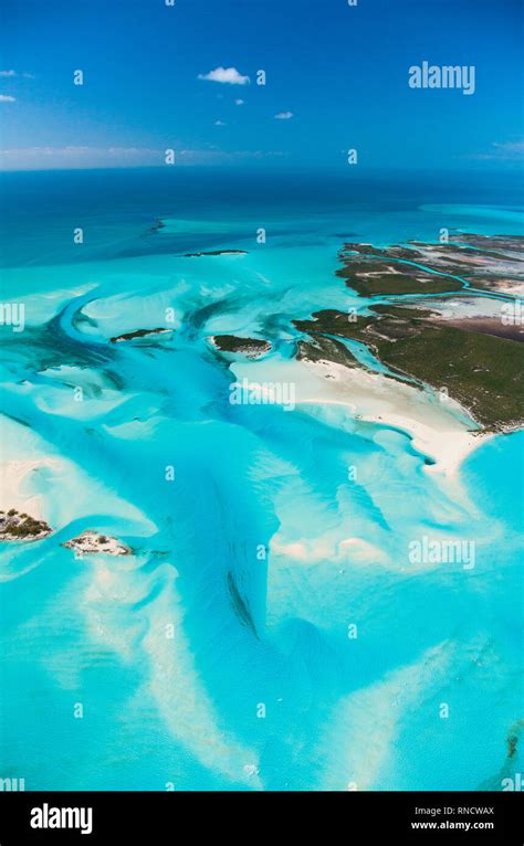 aerial view exuma bahamas america stock photo alamy