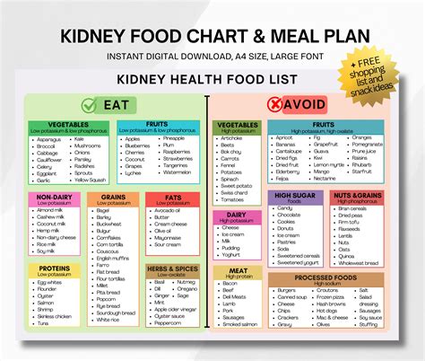 Kidney Food Chart, Kidney Disease Diet Meal Plan & Shopping List, Stage