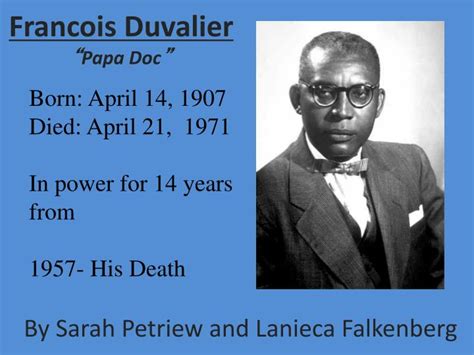 Ppt Francois Duvalier Papa Doc ” Powerpoint Presentation Free