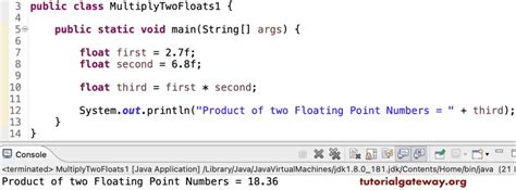 Java Program To Multiply Two Floating Point Numbers