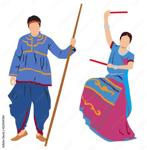 Gujarati couple in traditional dress of gujarat. Stock Vector | Adobe Stock