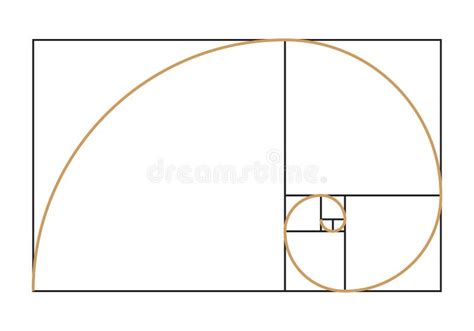 Fibonacci Spiral With Numbers On White Background Stock Illustration