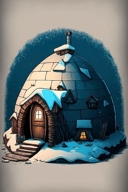 Premium Photo | Cartoon illustration eskimo house in the snowgenerative ai