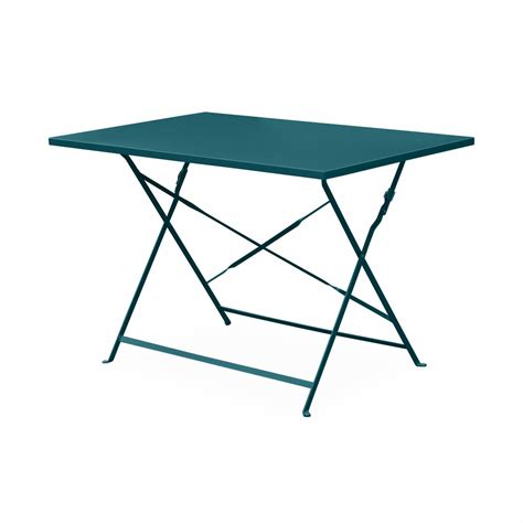 Sweeek Table De Jardin Bistrot Pliable Emilia Rectangle Bleu Canard