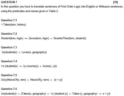 Question 18 In This Question You Have To Translate Sentences Of First Order Logic Into English