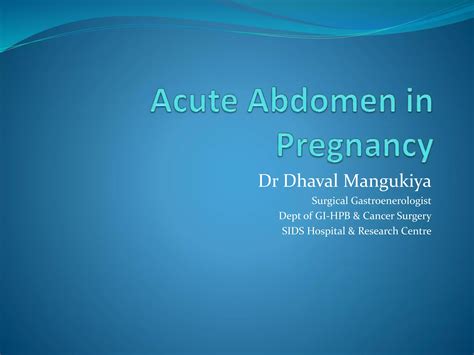 Acute Abdomen In Pregnancy Ppt