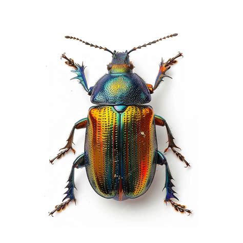Colorful Beetle Isolated on White Background Vibrant Insect