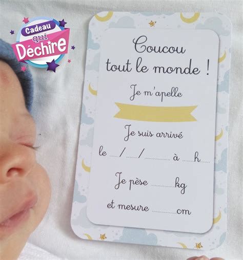 Carte de naissance à écrire dessus carte photo bébé Carte naissance