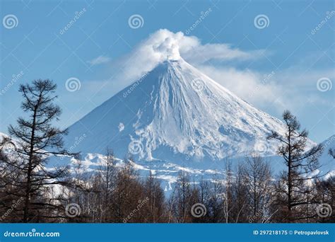 Winter Volcanic Landscape Of Kamchatka Peninsula Stock Image Image Of