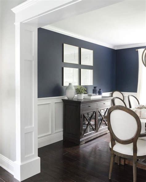 Navy Walls With White Dining Room Wainscoting Soul Lane