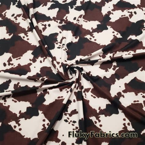 Brown And Black Cow Print Nylon Spandex Way Stretch Bikini Swimsuit Swimwear Fabric Fluky