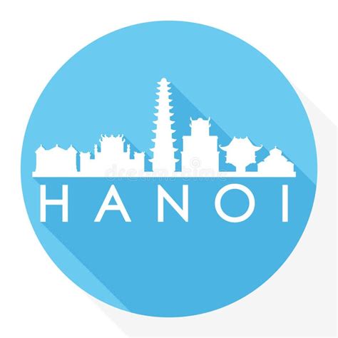 Hanoi Vietnam Asia Round Icon Vector Art Flat Shadow Design Skyline ...