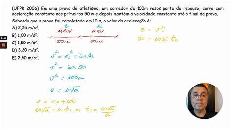 UFPR Em Uma Prova De Atletismo Um Corredor De 100m Rasos Parte Do