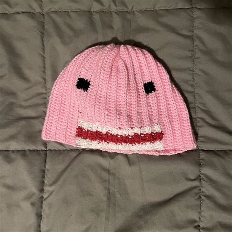 Pink domo crochet hat - Depop