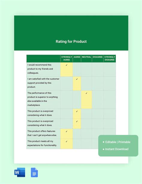 Rating Scale Template in Word, Google Docs - Download | Template.net