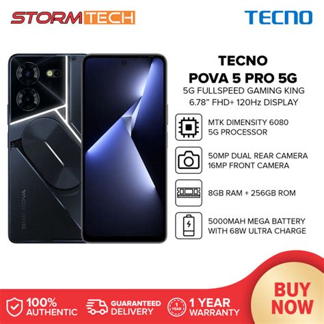 Tecno Pova 5 Pro 5g Smartphone 8gb Ram 256gb Rom Mtk Dimensity 6080 5g 50mp Ai Dual Rear