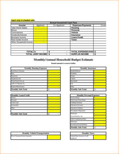 Household Spreadsheet Templates Spreadsheet Templates for Business Household Spreadshee ...