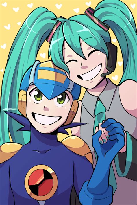 Rockman Exe And Vocaloid Crossover Megaman And Hatsune Miku Mega