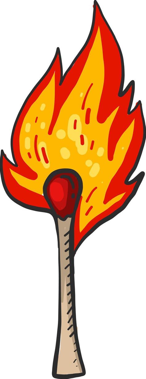 Burning match, illustration, vector on white background 13817089 Vector ...