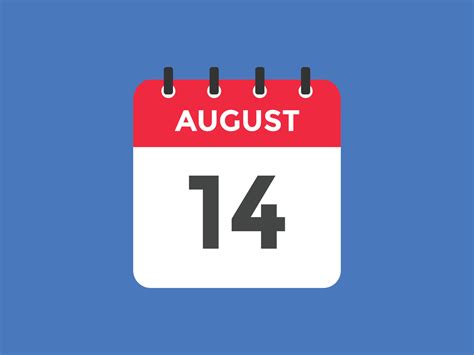 august 14 calendar reminder. 14th august daily calendar icon template ...