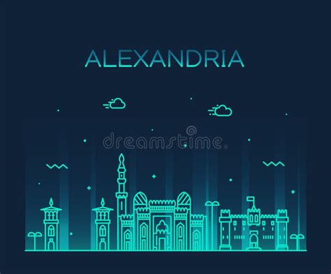 Alexandria Skyline Egypt Vector Drawn Linear Style Stock Vector - Illustration of history ...