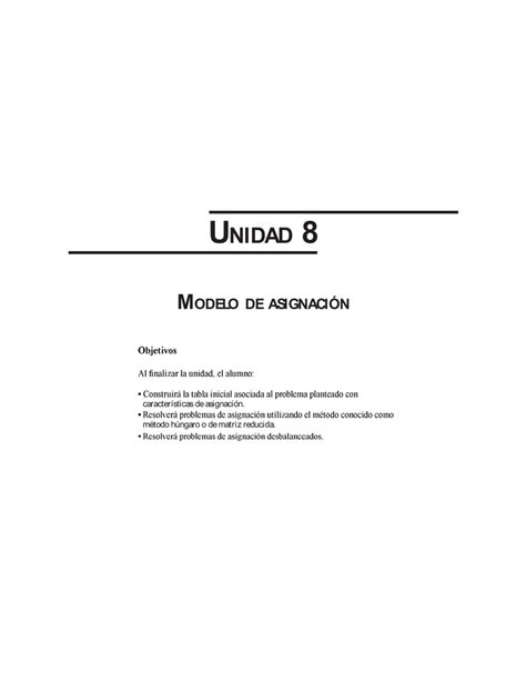 unidad 8 modelo de asignación