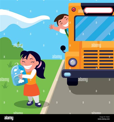 School Bus Stop Cartoon