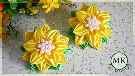 Цветы из узкой ленты шириной 1,2 см. МК. Канзаши. / DIY. Kanzashi ...