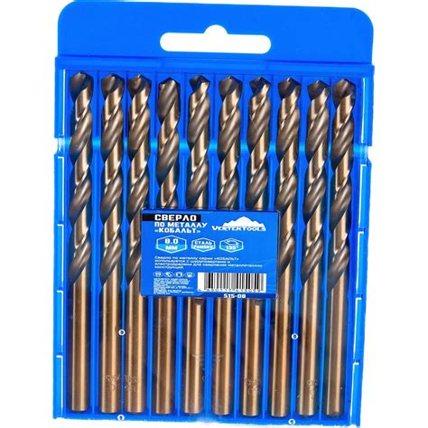 Сверло по металлу (10 шт; 8 мм; Р6М5К5) vertextools 515-08 - выгодная ...