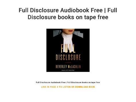 Full Disclosure Audiobook Free Full Disclosure Books On Tape Free