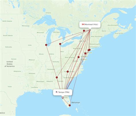 All Flight Routes From Tampa To Montreal Tpa To Yul Flight Routes