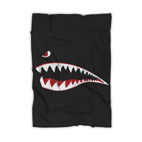 Shark Teeth Nose Art Wwii Military Plane Aircraft Blanket