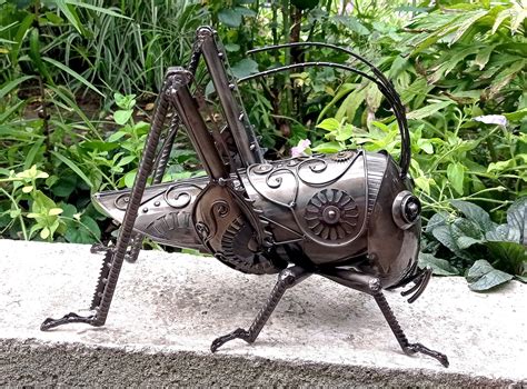 Art Metal Sculpture Steampunk Grasshopper Grasshopper Etsy