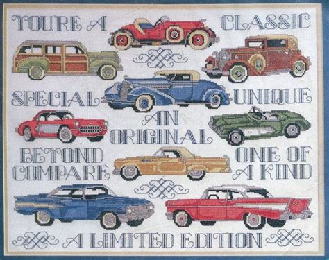 Classic Cars Counted Cross Stitch Kit 14 X 18 Design Works 9279 Corvette 57 Chevy Tbird Woody