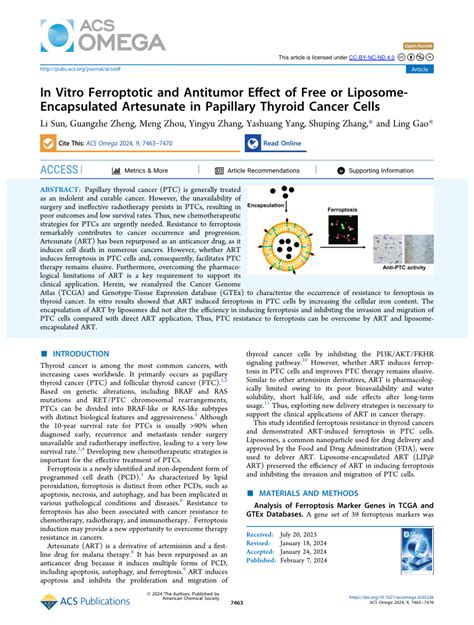 Pdf In Vitro Ferroptotic And Antitumor Effect Of Free Or Liposome