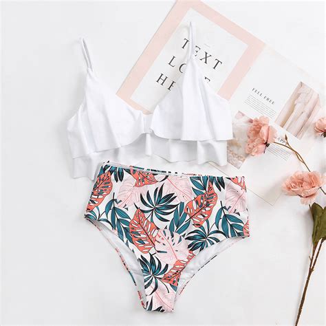 White Top Bathing Suits Cute High Waisted Sports Beach Swimwear Bikini Sets Bikini And Bikini