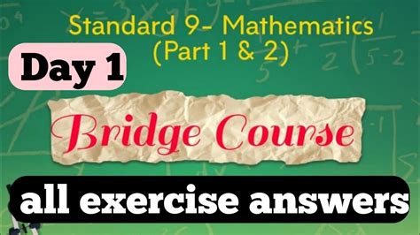 Class 9th Maths Bridge Course Day 1 All Exercise Answers Setu