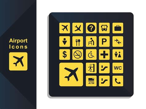 Icono De Vector De Signos Y Símbolos De Aeropuerto Vector Premium