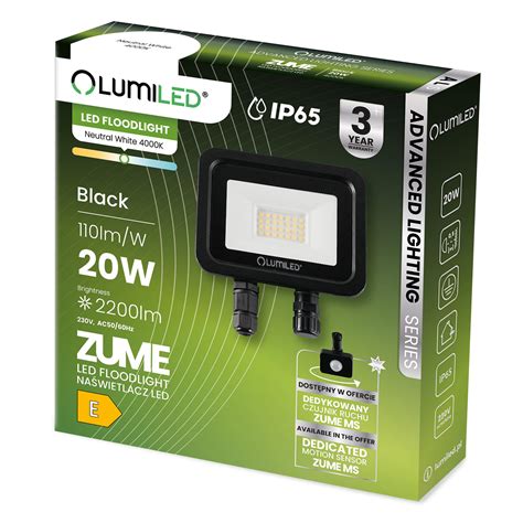 LED Reflektor ZUME 20W 2200lm 4000K IP65 Black Advanced Lighting Series